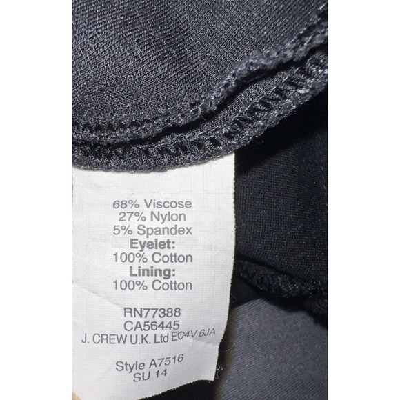 J. Crew Collection Women's Size 6 Petite Black Fit and Flare Eyelet Trim Dress - Picture 12 of 13